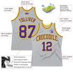 Custom Basketball Jersey - Authentic Silver Gray Purple Gold Throwback Design Custom Silver Gray Purple-Gold Authentic Throwback - Image 2