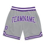 Silver Gray Purple White Authentic Throwback Basketball Shorts Custom Design Custom Silver Gray Purple-White Authentic Throwback