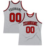 Authentic Custom Basketball Jersey in Silver Gray Red Black - Throwback Style Custom Silver Gray Red-Black Authentic Throwback