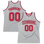 Authentic Custom Basketball Jersey in Silver Gray Red-Black, Style 4739 Custom Silver Gray Red-Black Authentic Throwback