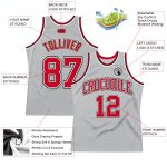 Authentic Custom Basketball Jersey in Silver Gray Red-Black, Style 4739 Custom Silver Gray Red-Black Authentic Throwback - Image 2
