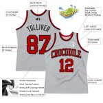 Authentic Custom Basketball Jersey in Silver Gray Red Black - Throwback Style Custom Silver Gray Red-Black Authentic Throwback - Image 2