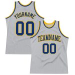 Custom Silver Gray Gold Basketball Jersey - Authentic Throwback Style Custom Silver Gray Royal-Gold Authentic Throwback Basketball