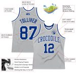 Custom Silver Gray Basketball Jersey - Authentic Throwback Royal-White Custom Silver Gray Royal-White Authentic Throwback - Image 2