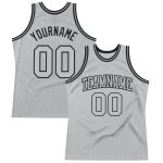 Authentic Silver Gray and Black Throwback Basketball Jersey - Custom Design Custom Silver Gray Silver Gray-Black Authentic