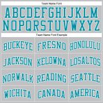Custom Authentic Throwback Basketball Jersey Silver Gray Teal White Custom Silver Gray Teal-White Authentic Throwback Basketball - Image 3