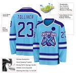 Sky Blue Purple White Custom Hockey Jersey - Personalized Team Apparel Custom Sky Blue Purple-White Hockey Jersey - Image 3