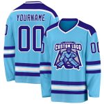 Sky Blue Purple White Custom Hockey Jersey - Personalized Team Apparel Custom Sky Blue Purple-White Hockey Jersey