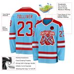 Custom Sky Blue Red White Hockey Jersey for Team or Personal Use - Durable, Comfortable Fit Custom Sky Blue Red-White Hockey - Image 3