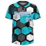 Sky Blue White Black Light Blue Unisex Two-Button Softball Jersey - Customizable Design Custom Sky Blue White Black-Light - Image 2