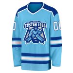 Sky Blue White-Royal Custom Hockey Jersey - Personalized Hockey Apparel Custom Sky Blue White-Royal Hockey Jersey - Image 2