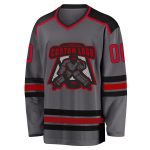 Custom Steel Gray Red Black Hockey Jersey for Men and Women, Personalized Design Custom Steel Gray Red-Black Hockey Jersey - Image 2