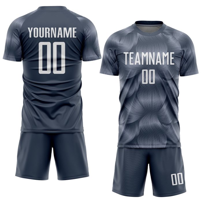 Custom Soccer Uniform Jersey - Steel Gray & White Sublimation Design Custom Steel Gray White Sublimation Soccer Uniform Jersey - Image 2