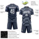 Custom Soccer Uniform Jersey - Steel Gray & White Sublimation Design Custom Steel Gray White Sublimation Soccer Uniform Jersey - Image 3