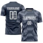 Custom Soccer Uniform Jersey - Steel Gray & White Sublimation Design Custom Steel Gray White Sublimation Soccer Uniform Jersey