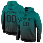 Aqua Black Fade Custom Pullover Hoodie Fashion Sports Sweatshirt - Stylish Comfort for Active Wear Custom Stitched Aqua Black