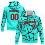 Aqua Red Black 3D Pattern Hoodie Custom Stitched Sports Pullover Sweatshirt Custom Stitched Aqua Red-Black 3D Pattern Design