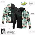 Custom Stitched 3D Tropical Palm Leaves Black Kelly Green Hoodie Sweatshirt Pullover Custom Stitched Black Black-Kelly Green - Image 2
