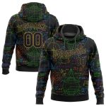 Custom Stitched 3D Pattern Black Gold Math Sports Hoodie Pullover Sweatshirt Custom Stitched Black Black-Old Gold 3D Pattern