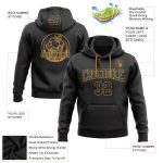 Black Gold Custom Stitched Football Hoodie Pullover Sweatshirt for Men and Women Custom Stitched Black Black-Old Gold Football - Image 2