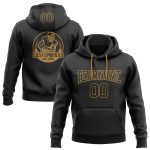 Black Gold Custom Stitched Football Hoodie Pullover Sweatshirt for Men and Women Custom Stitched Black Black-Old Gold Football