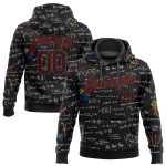 Black Red-White 3D Pattern Custom Math Sports Hoodie Pullover Sweatshirt Custom Stitched Black Black Red-White 3D Pattern