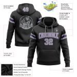 Custom Stitched Black Gray Purple Hoodie Sweatshirt for Football Enthusiasts Custom Stitched Black Gray-Purple Football Pullover - Image 2