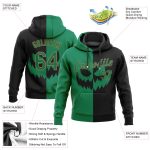 Custom Stitched 3D Pattern Halloween Pumpkin Scary Faces Hoodie - Black Kelly Green Old Gold Pullover Sweatshirt Custom Stitched - Image 2