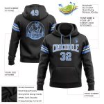Custom Stitched Football Hoodie Black Light Blue White Pullover Sweatshirt Custom Stitched Black Light Blue-White Football - Image 2