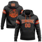 Custom Stitched Football Hoodie Sweatshirt - Black Orange White Pullover Custom Stitched Black Orange-White Football Pullover