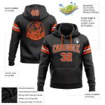 Custom Stitched Football Hoodie Sweatshirt - Black Orange White Pullover Custom Stitched Black Orange-White Football Pullover - Image 2