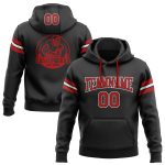 Custom Stitched Black Red White Football Hoodie Sweatshirt Pullover for Men Custom Stitched Black Red-White Football Pullover