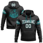 Custom Stitched Black White Aqua Hoodie Sweatshirt Pullover for Football Fans Custom Stitched Black White-Aqua Football Pullover