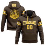 Brown and Gold Custom Football Hoodie Sweatshirt - Stitched Pullover for Team Spirit Custom Stitched Brown Gold-White Football