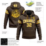 Brown and Gold Custom Football Hoodie Sweatshirt - Stitched Pullover for Team Spirit Custom Stitched Brown Gold-White Football - Image 2
