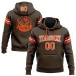 Brown Orange White Custom Stitched Football Hoodie Sweatshirt Pullover Custom Stitched Brown Orange-White Football Pullover