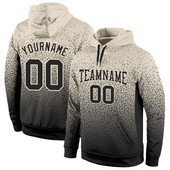 Custom Stitched Cream Black Fade Sports Hoodie Sweatshirt Pullover Custom Stitched Cream Black Fade Fashion Sports Pullover - Image 1