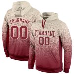 Cream Burgundy Fade Custom Stitched Fashion Sports Hoodie Pullover Sweatshirt Custom Stitched Cream Burgundy Fade Fashion