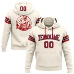 Custom Stitched Red Navy Cream Football Hoodie Pullover Sweatshirt for Men Custom Stitched Cream Red-Navy Football Pullover
