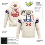 Custom Stitched Football Hoodie Sweatshirt in Cream Red-Royal - Comfortable Pullover for Sports and Casual Wear Custom Stitched - Image 2