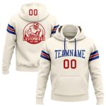 Custom Stitched Football Hoodie Sweatshirt in Cream Red-Royal - Comfortable Pullover for Sports and Casual Wear Custom Stitched