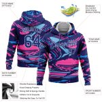 Royal Pink Light Blue-White 3D Pattern Sports Hoodie Custom Stitched Pullover Sweatshirt Custom Stitched Figure Royal Pink - Image 2