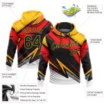 Gold Black Orange White 3D Pattern Sports Hoodie Custom Stitched Pullover Sweatshirt Custom Stitched Gold Black Orange-White - Image 2