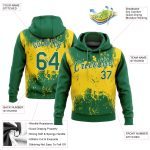 Custom Stitched 3D Pattern Gold Kelly Green White Hoodie Sports Pullover Sweatshirt Custom Stitched Gold Kelly Green-White - Image 2