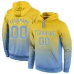 Custom Stitched Gold Light Blue Fade Hoodie Sweatshirt for Fashion Sports Custom Stitched Gold Light Blue Fade Fashion Sports
