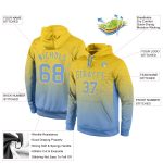 Custom Stitched Gold Light Blue Fade Hoodie Sweatshirt for Fashion Sports Custom Stitched Gold Light Blue Fade Fashion Sports - Image 2