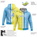 Gold Light Blue White 3D Pattern Design Custom Stitched Sports Hoodie Pullover Sweatshirt Custom Stitched Gold Light Blue-White - Image 2