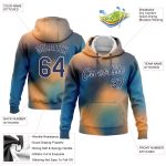 Gold Navy Light Blue White Custom 3D Pattern Sports Hoodie Pullover Sweatshirt Custom Stitched Gold Navy Light Blue-White - Image 2