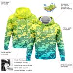 Gold Neon Green 3D Pattern Gradient Abstract Sports Pullover Hoodie - Custom Stitched Sweatshirt Custom Stitched Gold Neon - Image 2