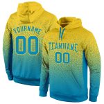 Gold Panther Custom Hoodie Pullover Sweatshirt with Blue Fade Fashion Design Custom Stitched Gold Panther Blue Fade Fashion